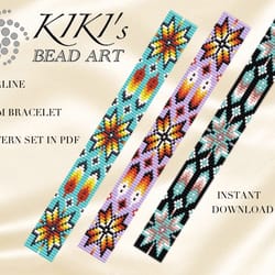 starline loom bead pattern, loom bracelet pattern ethnic inspired native styled loom pattern set in pdf instant downl