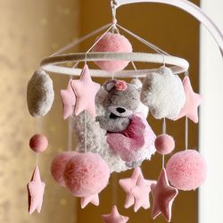 baby mobile bear, baby girl mobile crib, baby mobile musical, bear mobile nursery