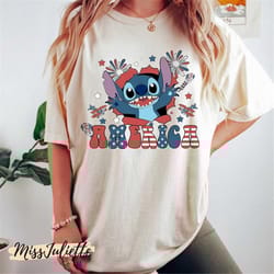 retro disney stich america comfort colors shirt, 4th of july shirt, stitch shirt, disney 4th of july shirt, independence