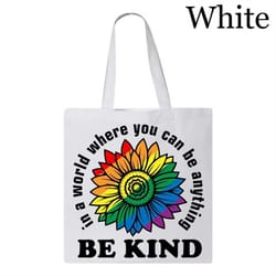 in a world where you can be anything be kind tote bag, pride month tote bag, rainbow tote bag, queer shopping bag, lgbtq