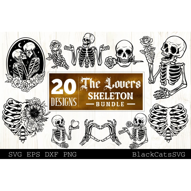 The Lovers Bundle SVG, The Lovers tarot card svg, Skeleton lovers svg, Valentine skeletons svg, Tarot card svg - 2.jpg