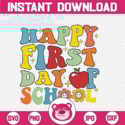 groovy happy first day of school back to school teachers svg, first day of school retro sunflower, back to school png