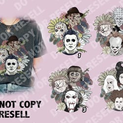 halloween floral , horror png bundle , digital download horror movie florals , horror movie png , horror characters , su