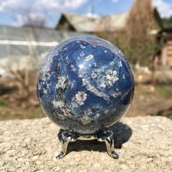 Tengizite Sphere 58 mm Shaitanite Blue Stone Ball Dragon Glass Mineral Sphere by UralMountansFinds
