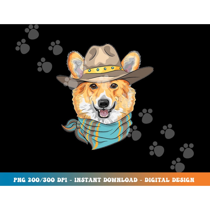 Cute Corgi Dog Wearing Western Cowboy Hat png, sublimation copy.jpg