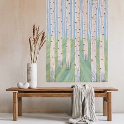 abstract oil painting with birch forest abstract landscape painting living room art wall decor trees painting decor art