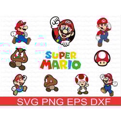 super mario svg bundle for cricut and sublimation, mario family layered svg files, super mario bros cut files,mario png,