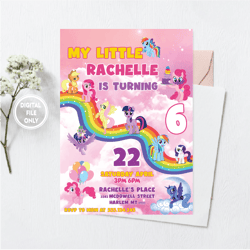 personalized file my little pony birthday invitation | little pony invite, printable birthday invitation png file only