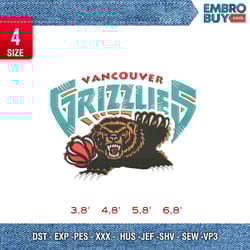 grizlies /logo design / embroidery pattern / design pes dst vp3 format