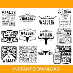 bundle retro wallen bull skull wallen bundle svg, wallen bull skull svg,wallen png,western cowboy png,wallen cowboy png,