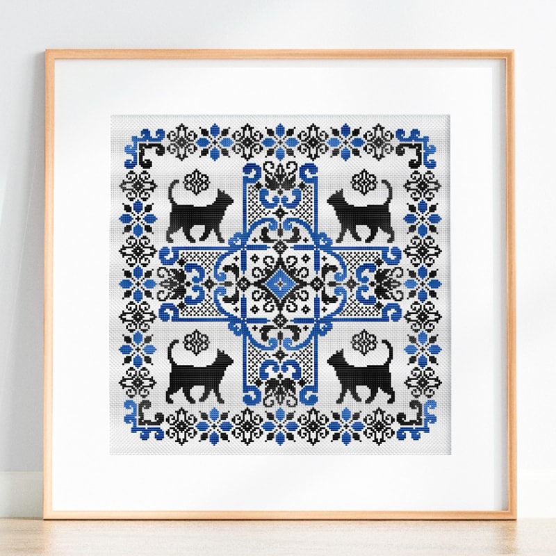 cat cross stitch pattern ornamental