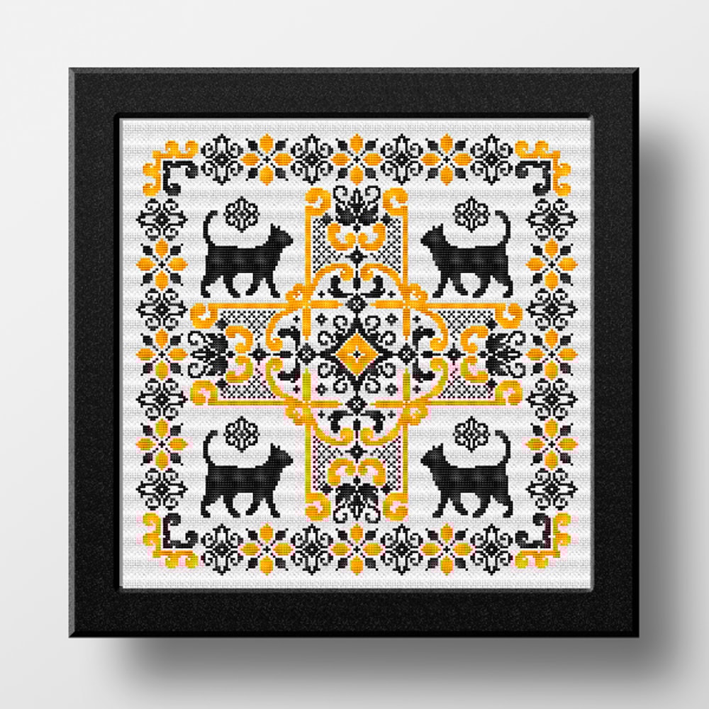 cat cross stitch pattern sampler