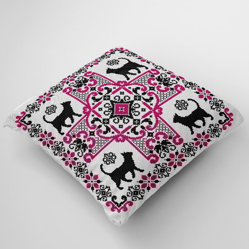 cross stitch pillow pattern cats