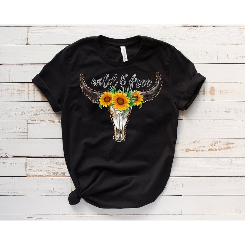 Wild and Free Cow Skull, Sublimation Design Downloads, Country Southern Sublimation Designs Downloads, Cow Horns Png, Western Png - 3.jpg