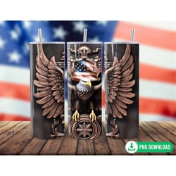 3d carved wood bald eagle tumbler wrap png, patriotic us flag 4th of july tumbler sublimation, 20oz skinny tumbler png,