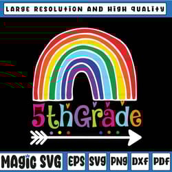 5th grade rainbow svg, lover back to school svg, fifth grade rainbow svg, school svg, cricut