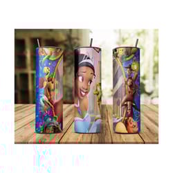 princess disney 20oz skinny tumbler wrap png, disney png, the princess and the frog, princess tumbler png, frog prince,