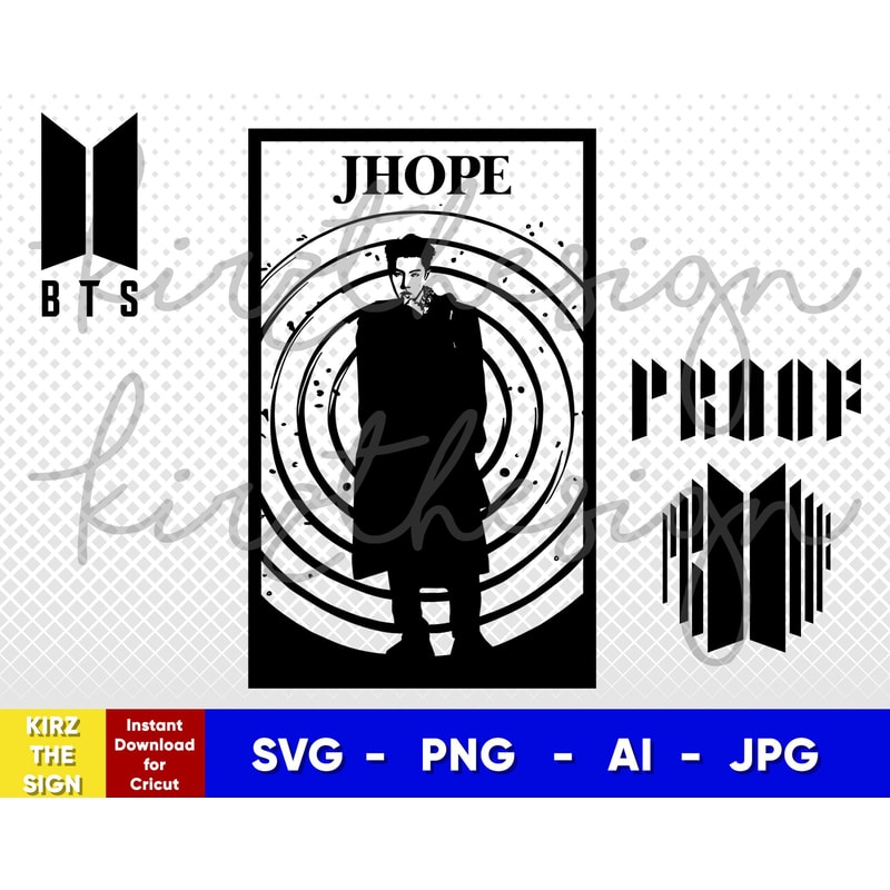 BTS JHope (Hoseok) PROOF Stencil Svg, Png, Ai Digital Download cut file template for Cricut silhouette vector - 1.jpg
