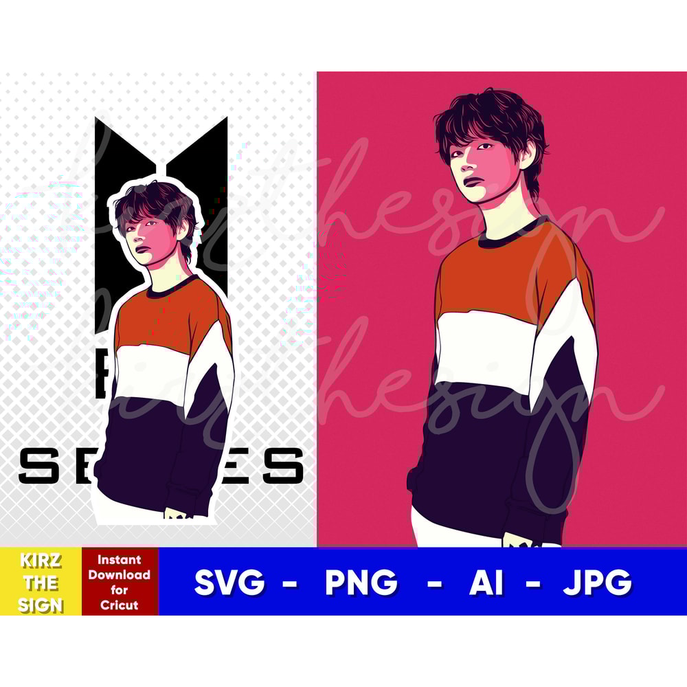 BTS Taehyung (V) Svg, Png, Ai Digital Download Vector for Poster PrintWall Decor - 1.jpg