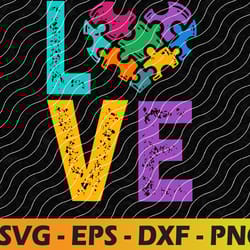 autistic kids puzzle pieces heart love autism awareness svg, eps, png, dxf, digital download