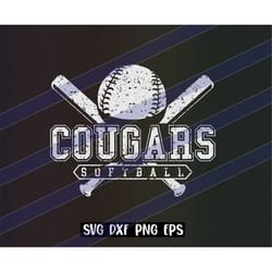 cougars softball cutfile download svg dxf png eps instant download vector school spirit logo