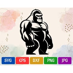 gorilla | svg - eps - dxf - png - jpg | black and white vector | silhouette cameo | cricut explore