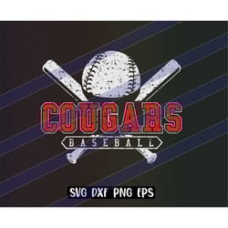cougars baseball cutfile download svg dxf png eps instant download vector school spirit logo