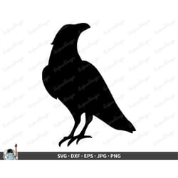 crow svg bird clip art cut file silhouette dxf eps png jpg instant digital download