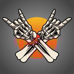 hand drawn skeleton hand showing rock n roll symbol svg digital illustration skull hands hard rock clipart vector silhou