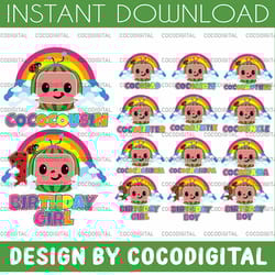 cocomelon birthday rainbow family png, cocomelon birthday bundle boy/girl number png, cocomelon brithday png, cocomelon