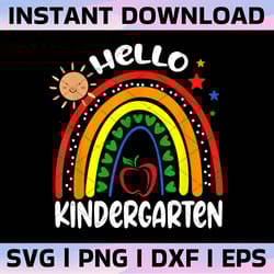 hello kindergarten rainbow summer teacher png back to school, kindergarten, teacher, first day of school png