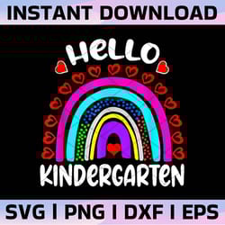 hello kindergarten rainbow heart back to school teacher teacher png back to school, kindergarten, teacher, first day of