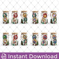 Bundle Christmas Tumbler Wrap, 16oz Can Glass, Mickey Tumbler Wrap, Disney 16oz Libbey Can Glass, Instant Download