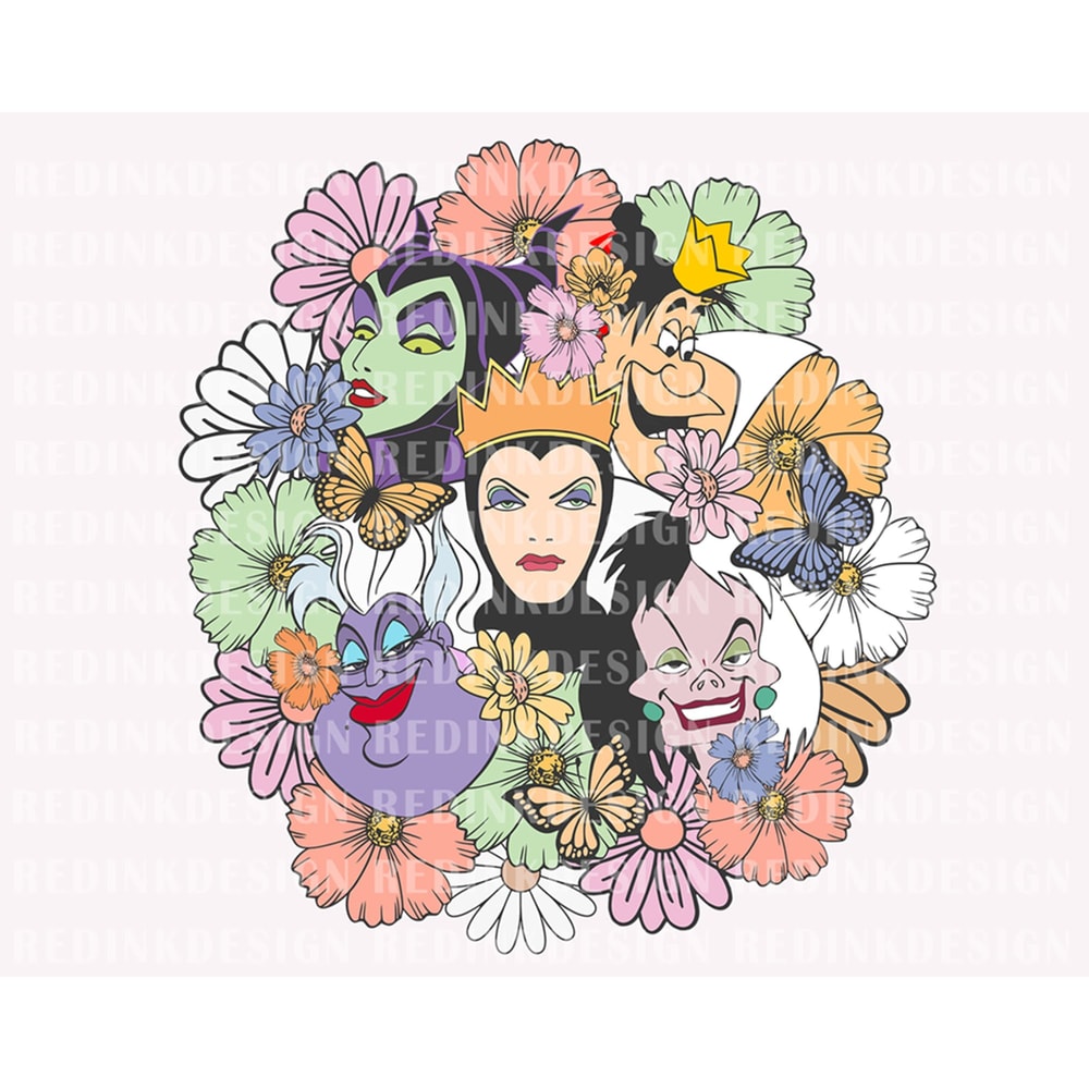 Halloween Villains Floral Png, Villain Characters Png, Halloween Png, Spooky Season Png, Trick Or Treat Png, Boo Png, Halloween Shirt Png - 1.jpg