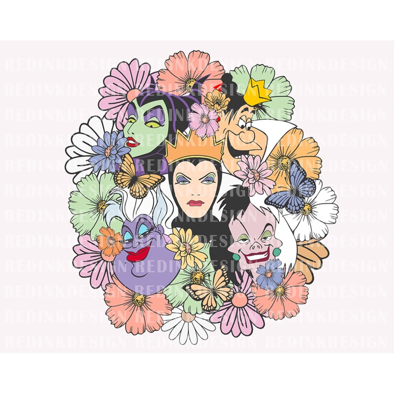 Halloween Villains Floral Png, Villain Characters Png, Halloween Png, Spooky Season Png, Trick Or Treat Png, Boo Png, Halloween Shirt Png - 1.jpg