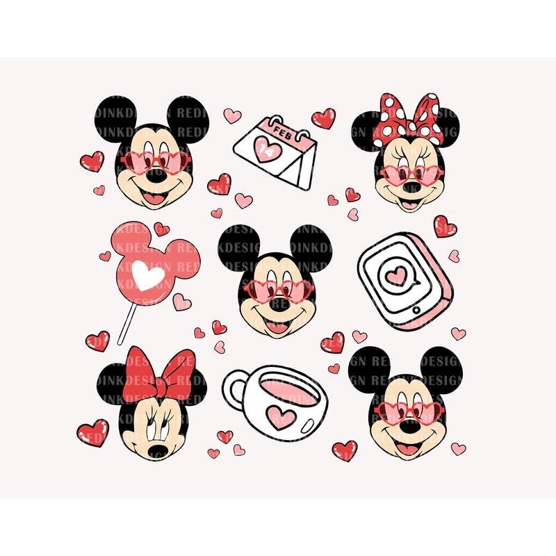 Valentine Mouse Doodle Svg, Mouse Coffee Love Svg, Mouse Valentines Svg, Family Trip, Mouse And Love Svg, Retro Valentines Svg, SVG File - 1.jpg