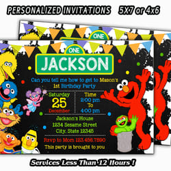 sesame street birthday, elmo invitations, elmo birthday, elmo birthday party, personalized invitation