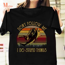 don't follow me i do stupid things diving with shark vintage t-shirt, funny quote shirt, diving shirt, scuba diver shirt