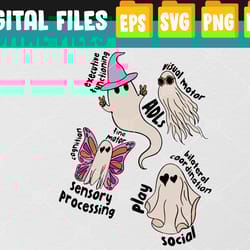 ghost friends ot scope occupational therapy halloween svg, eps, png, dxf, digital download