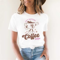 shit happens coffee helps shirt iced coffee shirt coffee lover shirt first coffee t-shirt gift for coffee lovers retro c