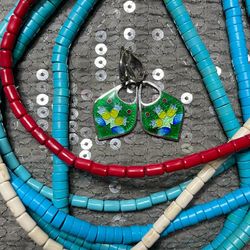 cloisonne earrings, georgian enamel, sterling silver cloisonne enamel earrings, artisan jewelry, handmade cloisonne gift