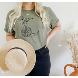 crescent moon with flowers svg, boho svg, celestial svg, wildflower svg, bohemian svg, floral moon svg, hippie svg, witc