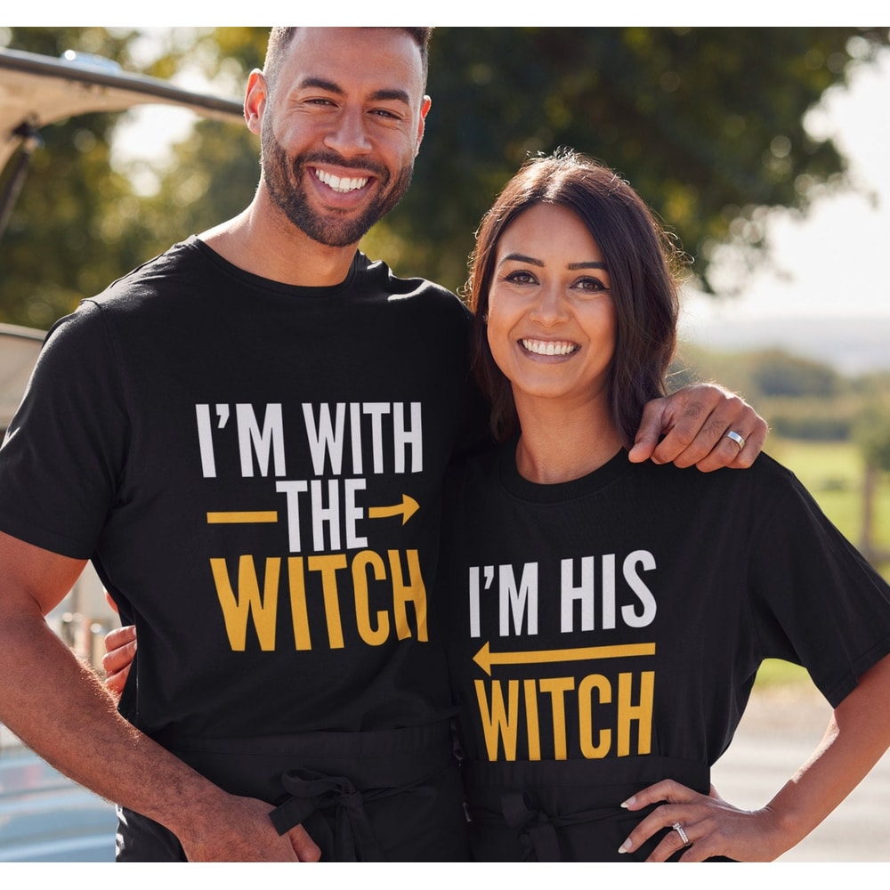 I'm with the witch svg, I'm his witch svg, His and Her Matching shirts SVG, Couple, Trick or treat, Him and her, funny couple cut files - 5.jpg