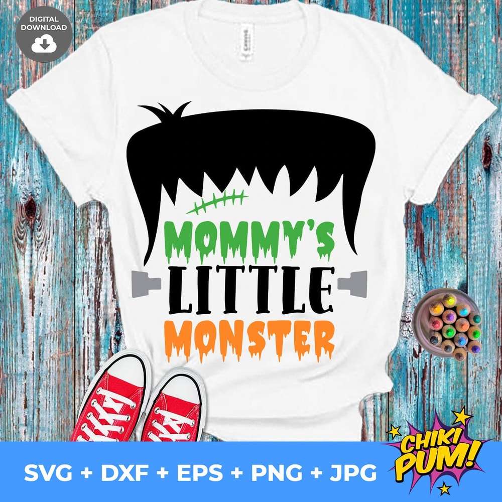 Mommy's little monster svg, So Franken Cute Svg, Silhouette - 1.jpg