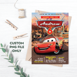 personalized file cars invitation instant download | lightning mcqueen invitation birthday | printable |png file
