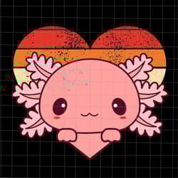 cute axolotl design retro heart shape svg, salamander axolotl svg, salamander vintage svg, love axolotl svg, salamander