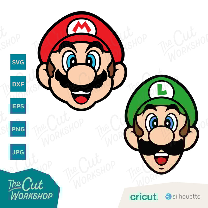Super Mario and Luigi Faces Heads Names Layered and One Color SVG Clipart Digital Download Sublimation Cricut Cut File Png Dxf Eps Jpg - 2.jpg