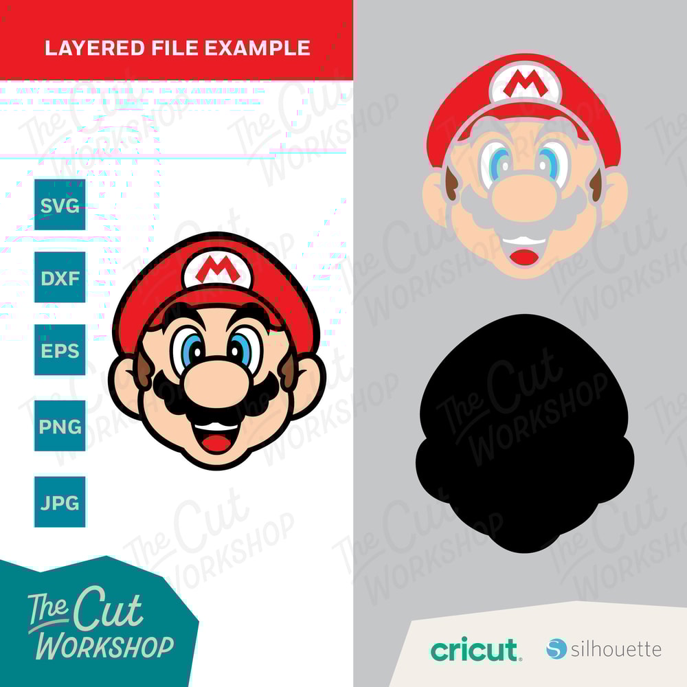Super Mario and Luigi Faces Heads Names Layered and One Color SVG Clipart Digital Download Sublimation Cricut Cut File Png Dxf Eps Jpg - 4.jpg