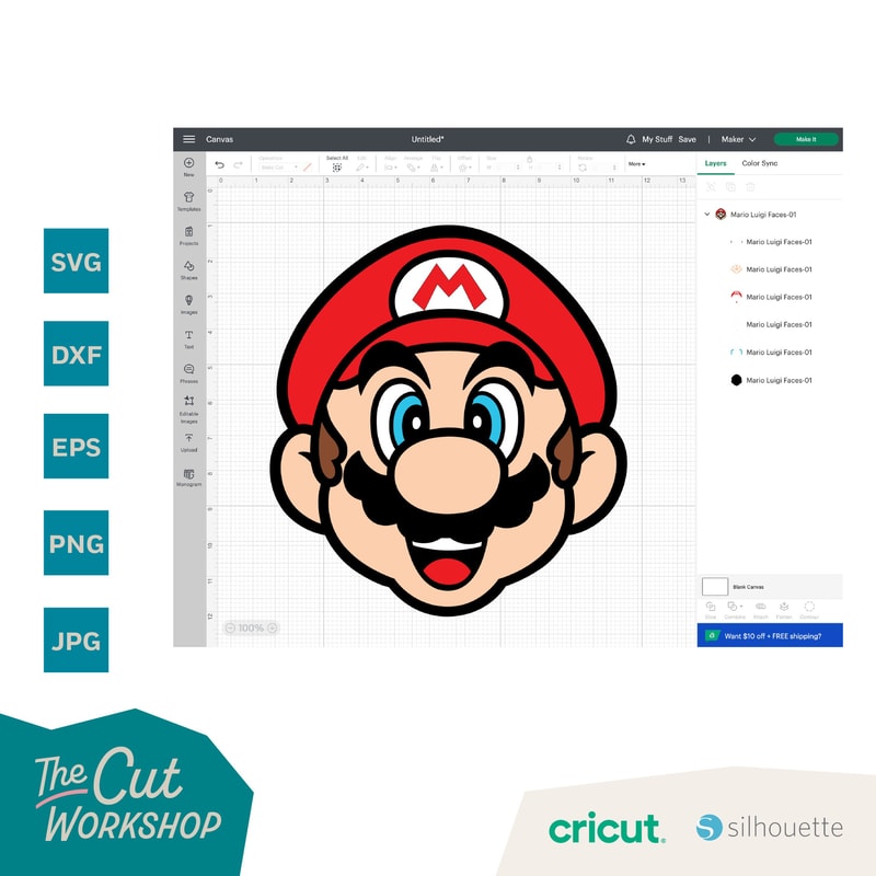 Super Mario and Luigi Faces Heads Names Layered and One Color SVG Clipart Digital Download Sublimation Cricut Cut File Png Dxf Eps Jpg - 8.jpg
