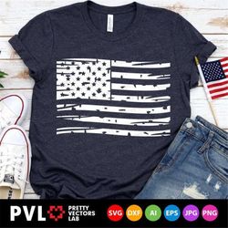 4th of July Svg, Grunge American Flag Cut Files, Patriotic Svg, Dxf, Eps, Png, USA Shirt Svg, Distressed Svg, America Sv